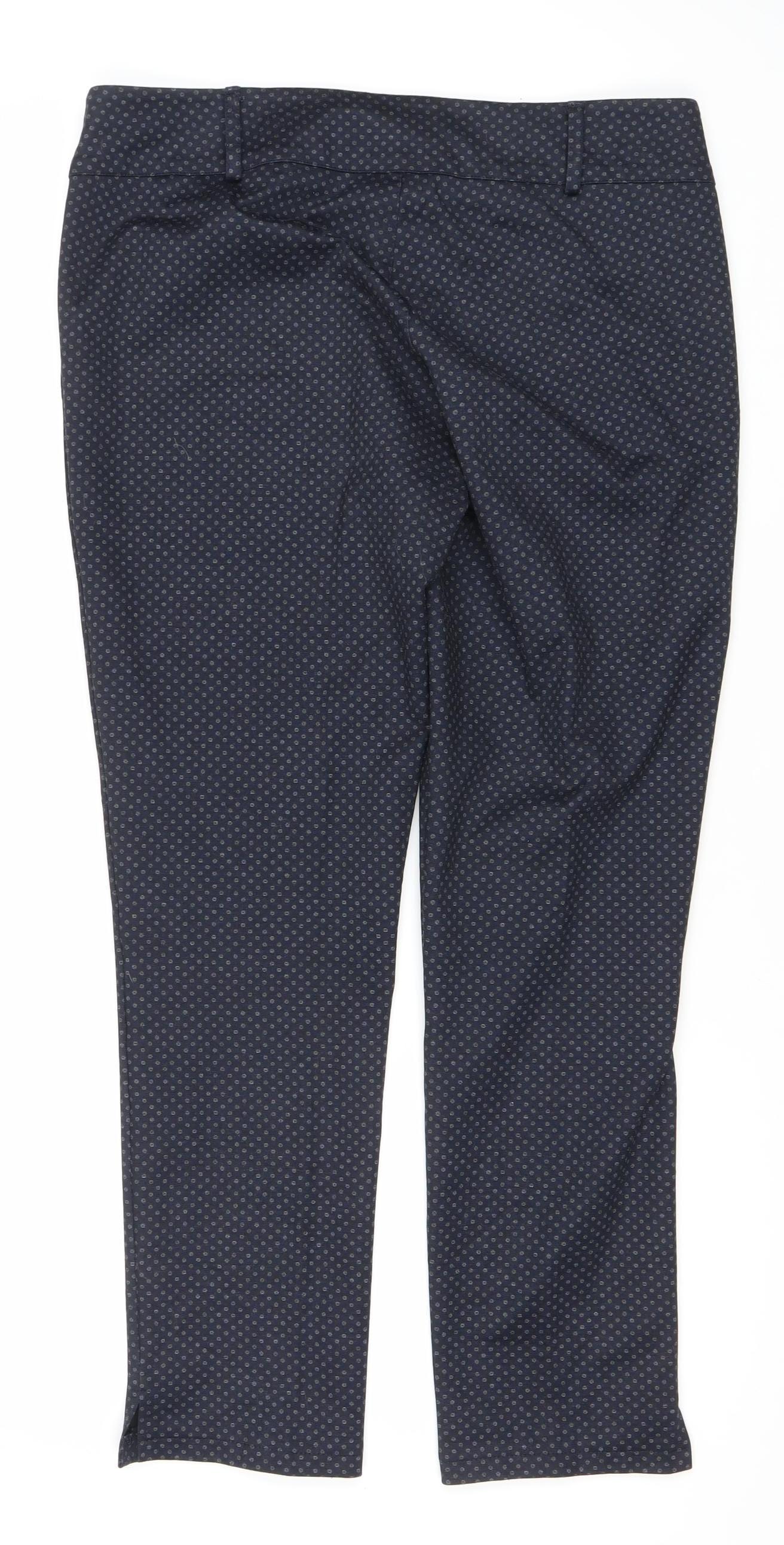 Adini Women's Blue Polka Dot Trousers, Size L