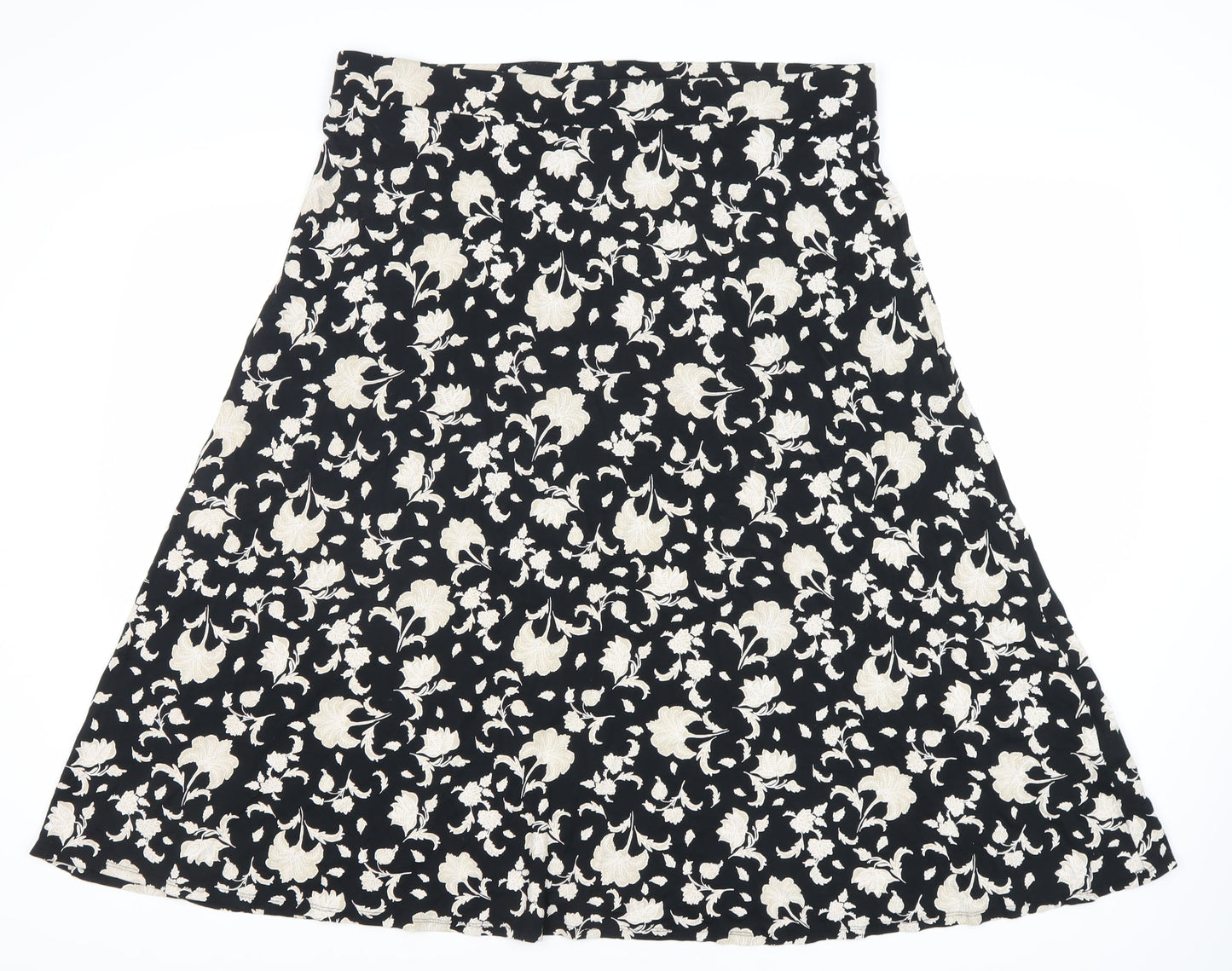 Marks and Spencer Women's Black Floral A-Line Skirt Size 18