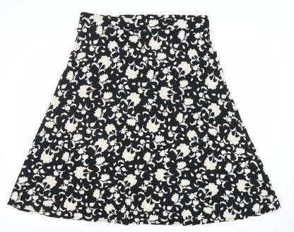 Marks and Spencer Women's Black Floral A-Line Skirt Size 18