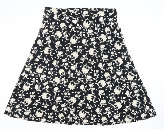 Marks and Spencer Women's Black Floral A-Line Skirt Size 18
