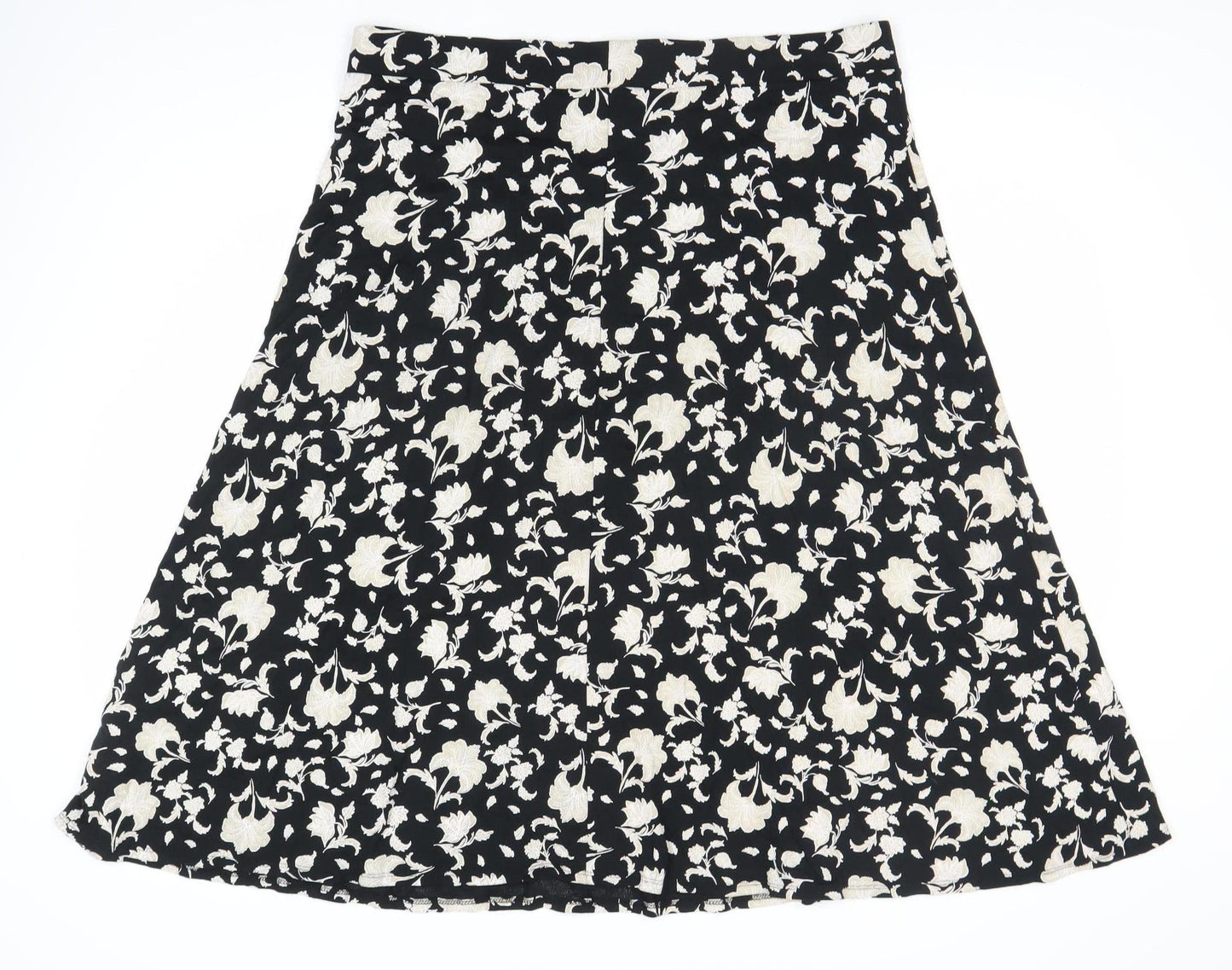Marks and Spencer Women's Black Floral A-Line Skirt Size 18