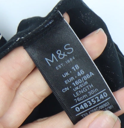 Marks and Spencer Women's Black Floral A-Line Skirt Size 18