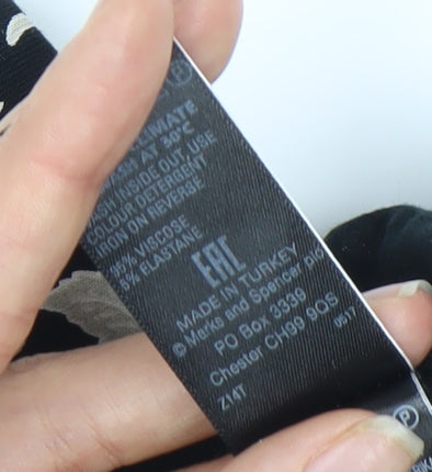 Marks and Spencer Women's Black Floral A-Line Skirt Size 18