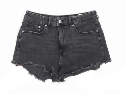 H&M Women's Black Cut-Off Denim Shorts, Size 12