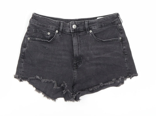 H&M Women's Black Cut-Off Denim Shorts, Size 12