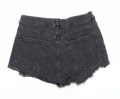 H&M Women's Black Cut-Off Denim Shorts, Size 12