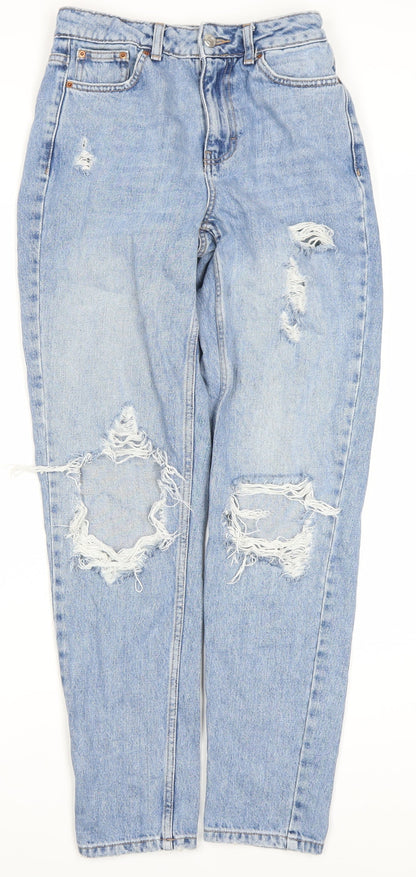 TOPSHOP Women's Blue Distressed Mom Jeans Size 6