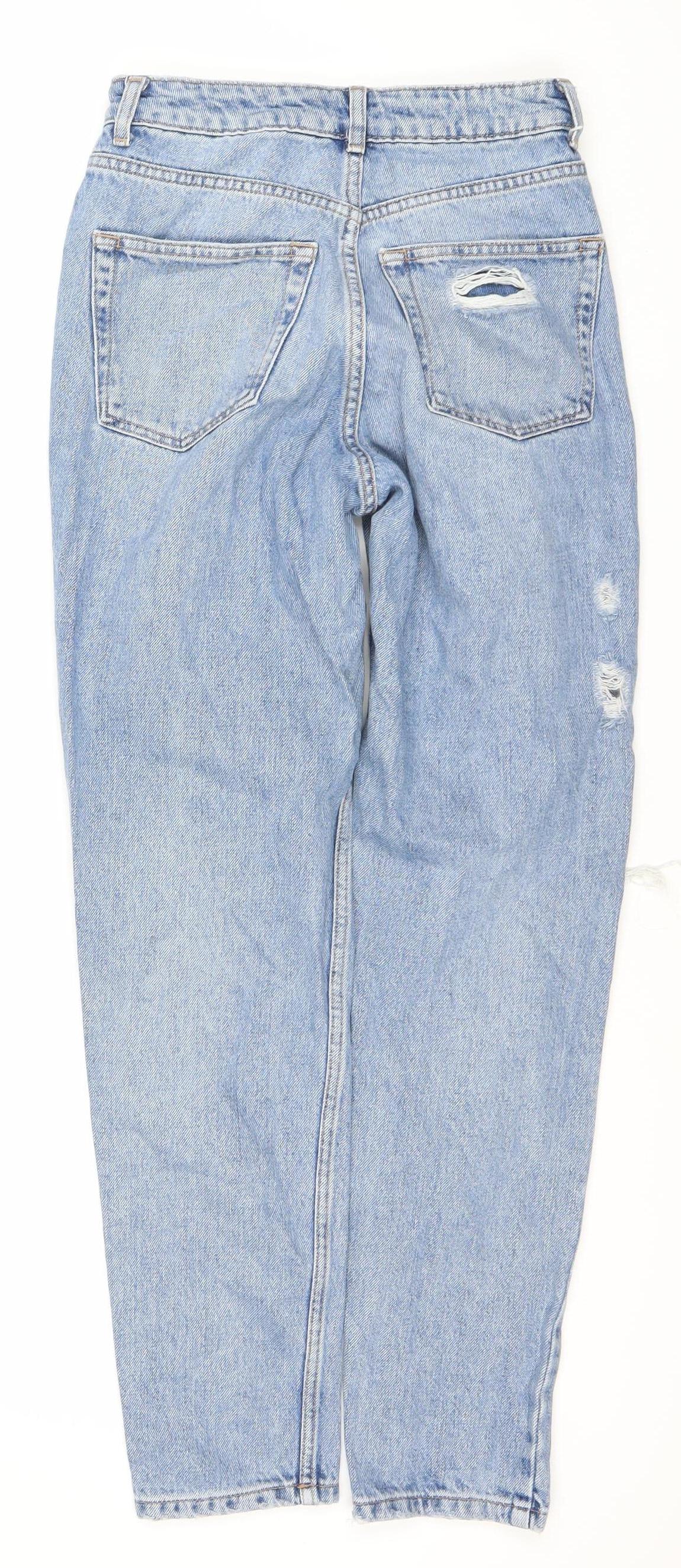 TOPSHOP Women's Blue Distressed Mom Jeans Size 6