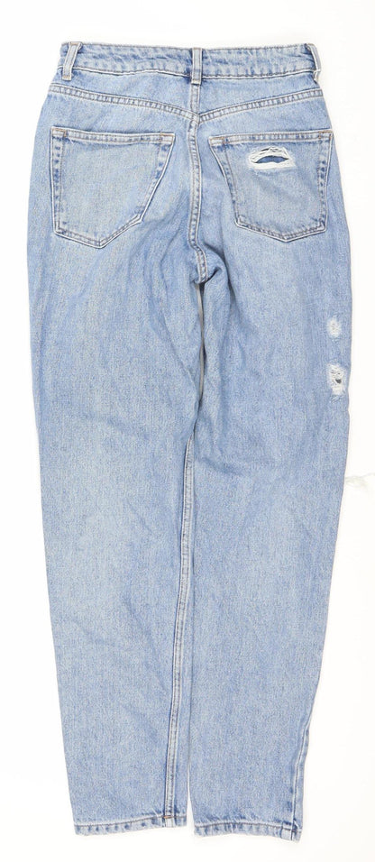 TOPSHOP Women's Blue Distressed Mom Jeans Size 6