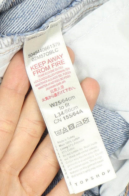 TOPSHOP Women's Blue Distressed Mom Jeans Size 6