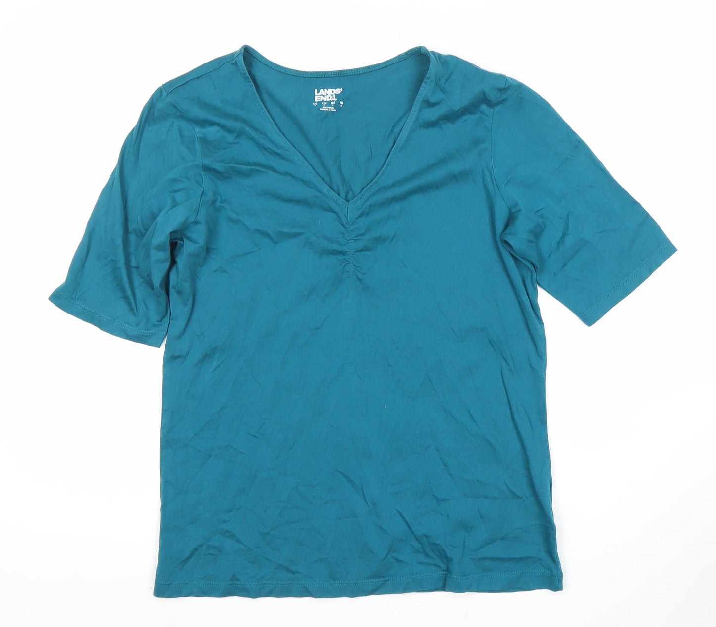 Lands' End Women's Blue V-Neck T-Shirt, Size S
