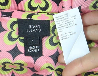 Womens UK Size 14 River Island Multicoloured Basic Blouse