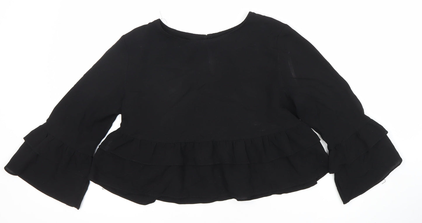 PrettyLittleThing Black Tunic Blouse, Size 10, Women's Fashion
