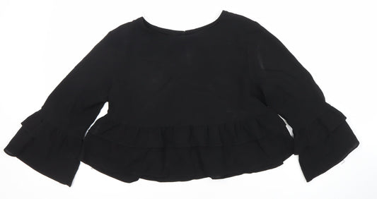 PrettyLittleThing Black Tunic Blouse, Size 10, Women's Fashion