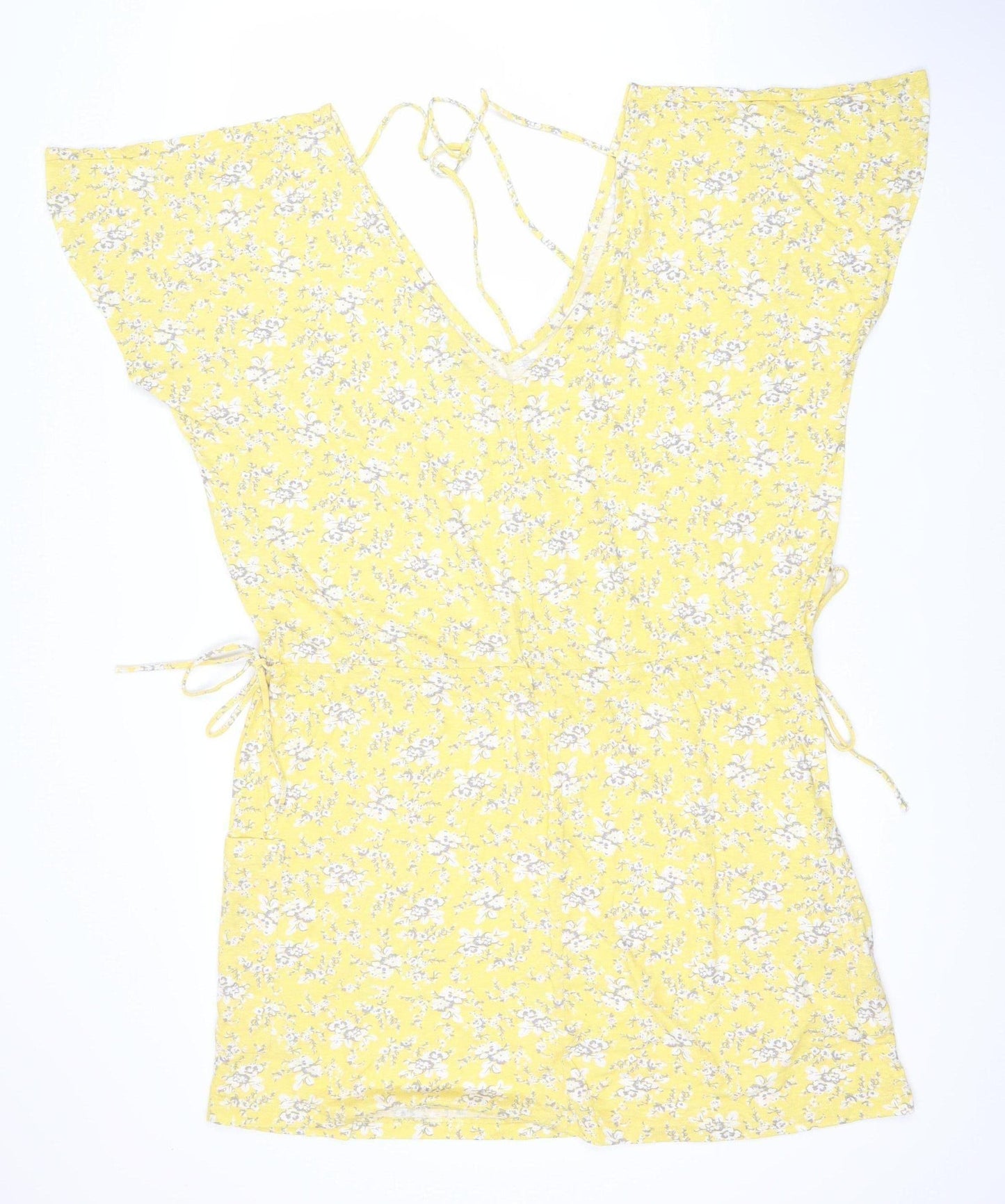 Next Women's Yellow Floral Tie Dress Size 16