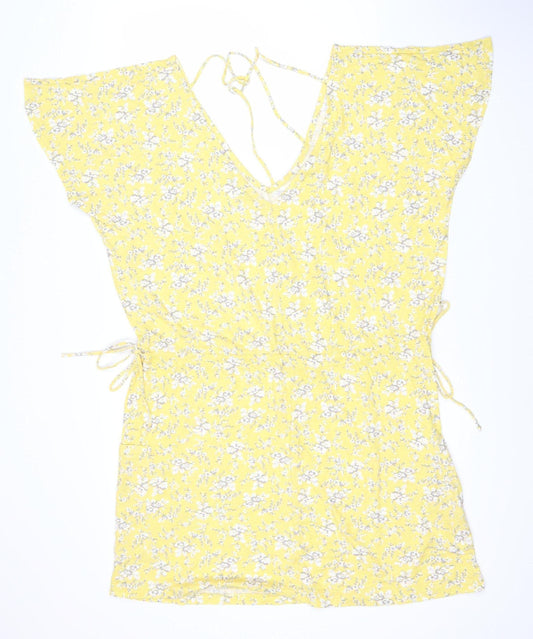 Next Women's Yellow Floral Tie Dress Size 16