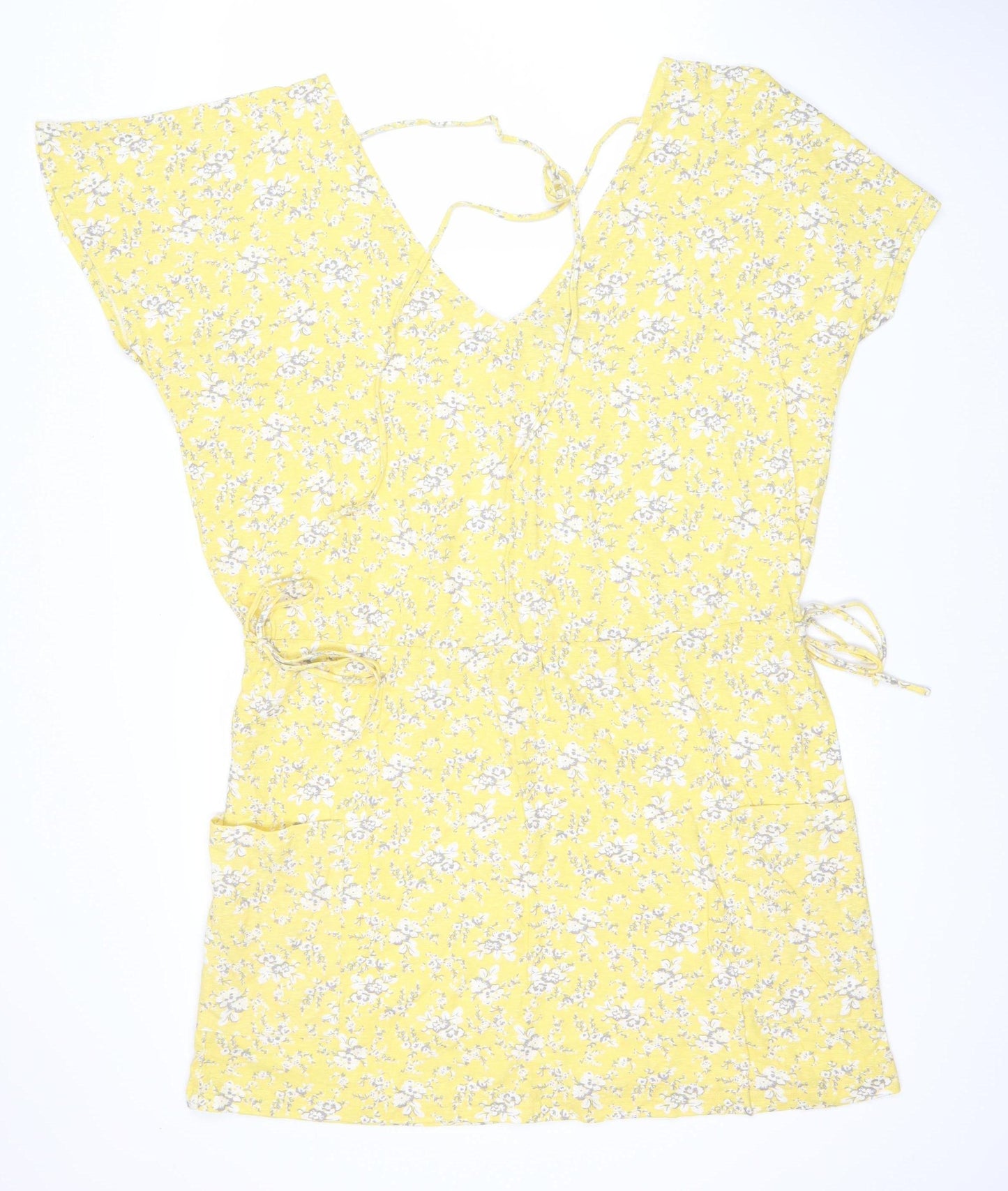 Next Women's Yellow Floral Tie Dress Size 16