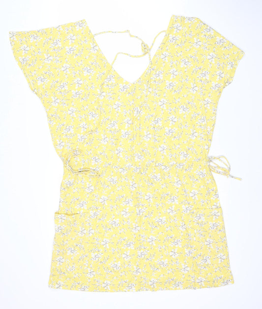 Next Women's Yellow Floral Tie Dress Size 16