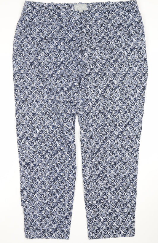 Pure Collection Women's Blue Geometric Trousers Size 16