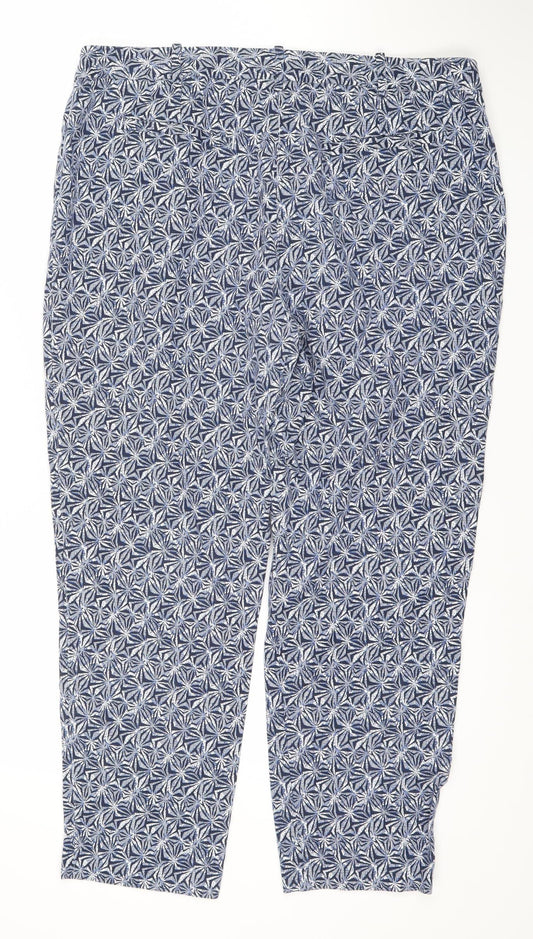 Pure Collection Women's Blue Geometric Trousers Size 16