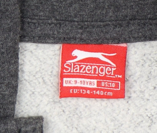 Slazenger Boys Grey Full Zip Hoodie 9-10 Years with Logo
