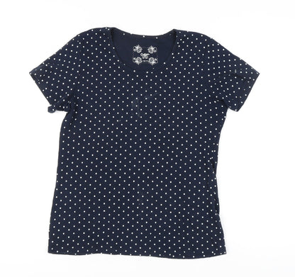 Cotton Traders Women's Blue Polka Dot T-Shirt Size 10