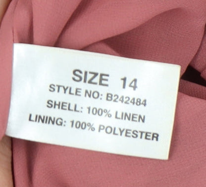 Womens UK Size 14 Platinum Relaxed Fit Casual Pink Trousers