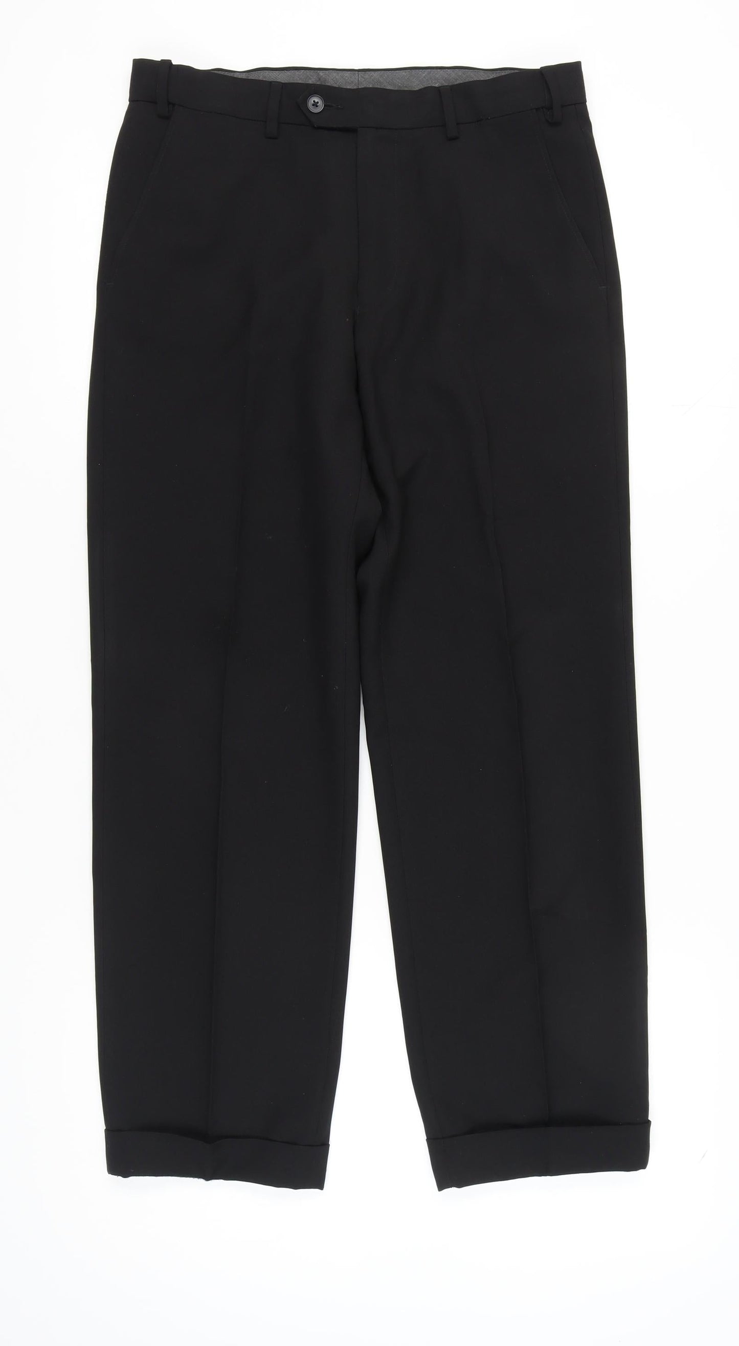 Marks and Spencer Men's Black Regular Fit Trousers