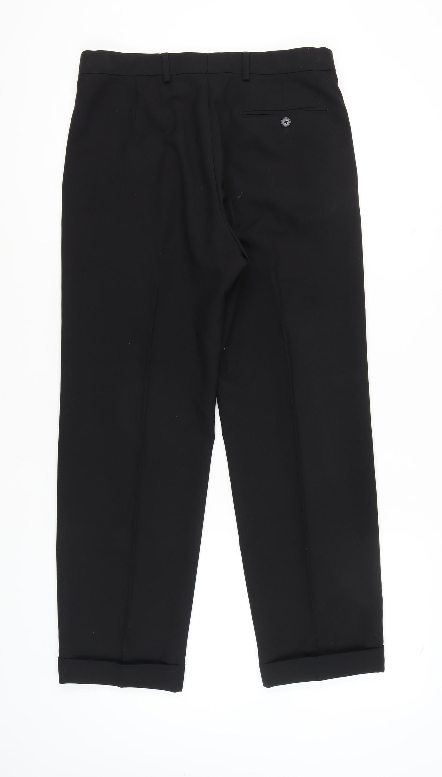 Marks and Spencer Men's Black Regular Fit Trousers