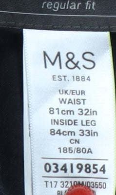 Marks and Spencer Men's Black Regular Fit Trousers