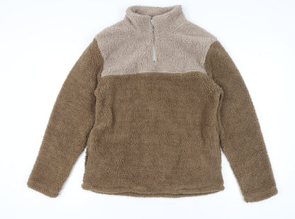 Lounge Brown Mock Neck Fleece Sweatshirt Medium