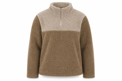 Front view of Lounge Brown Mock Neck Fleece Sweatshirt Medium