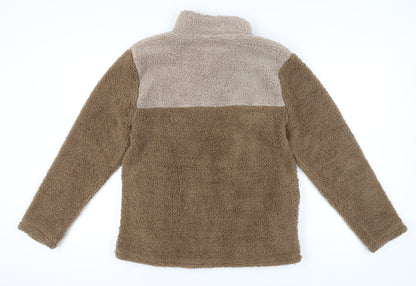 Lounge Brown Mock Neck Fleece Sweatshirt Medium