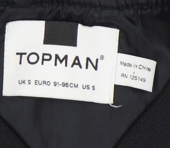 Mens UK Size S Topman Black Bomber Jacket