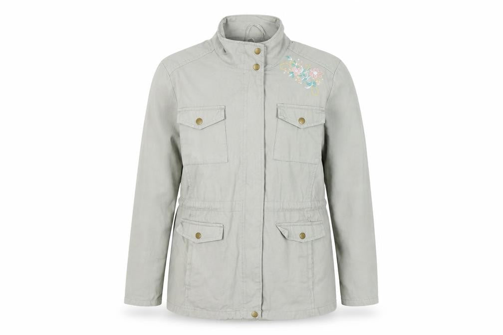 Front view of Atlas for Women Grey Embroidered Jacket, size 12