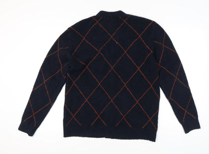 Farah Men's Blue Argyle Cardigan - Size S