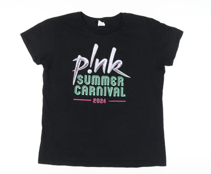 Womens UK Size L Gildan Black Jersey T-Shirt