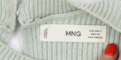 Womens UK Size S MNG Green Pullover Jumper
