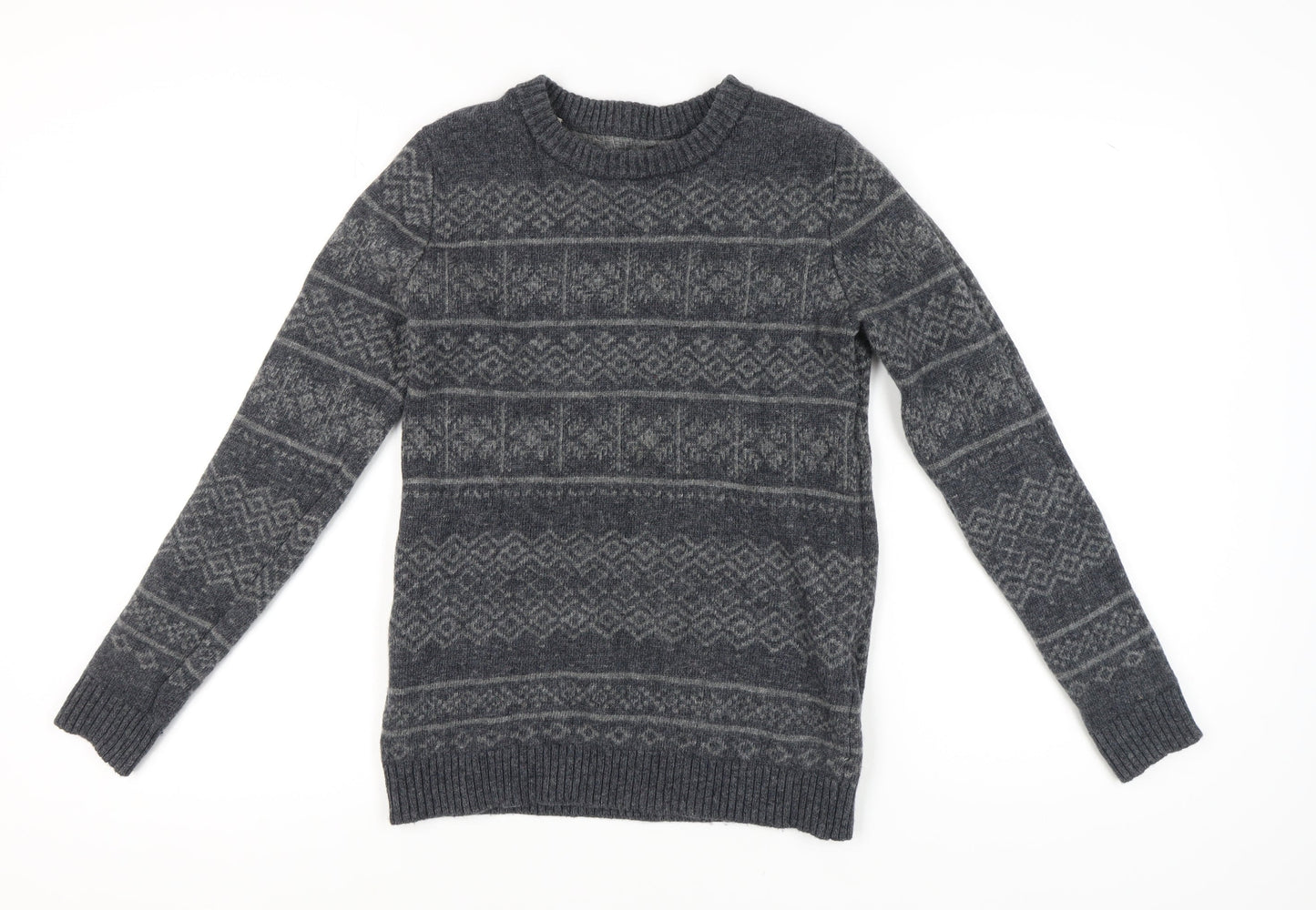 SELECTED HOMME Grey Wool Men's Pullover Jumper, Size S