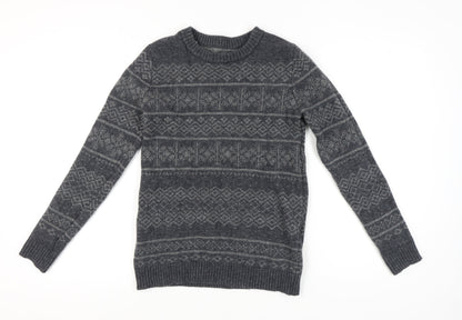 SELECTED HOMME Grey Wool Men's Pullover Jumper, Size S