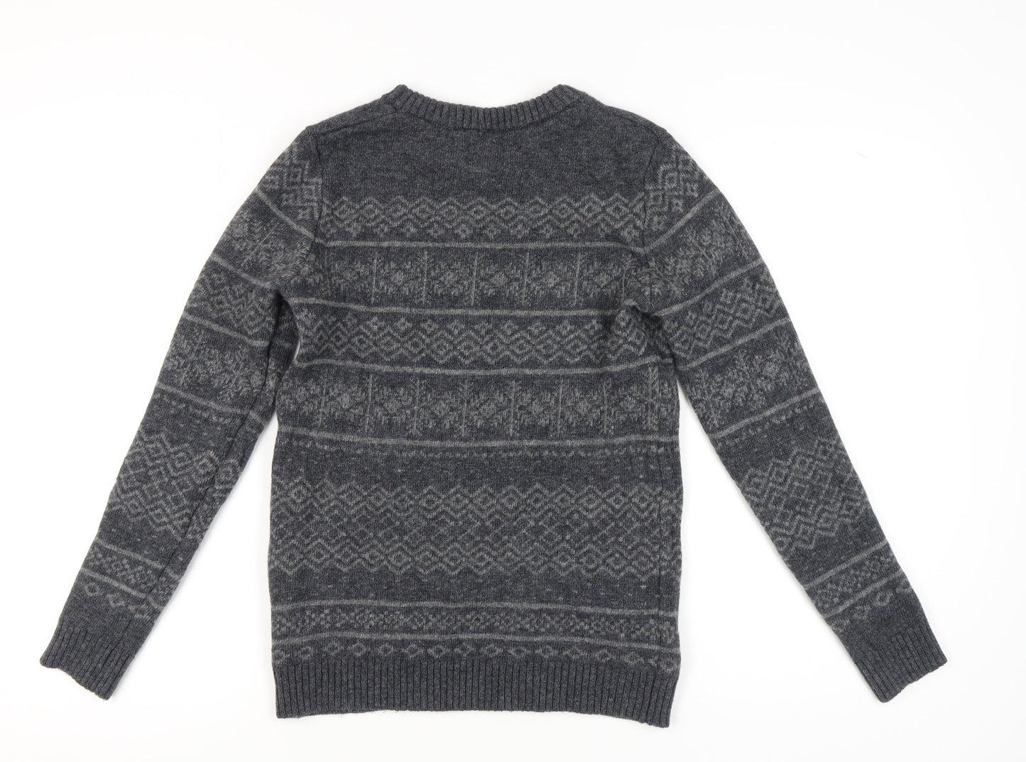 SELECTED HOMME Grey Wool Men's Pullover Jumper, Size S