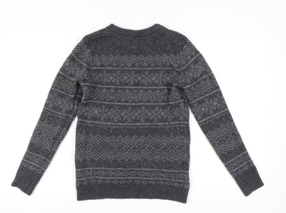 SELECTED HOMME Grey Wool Men's Pullover Jumper, Size S