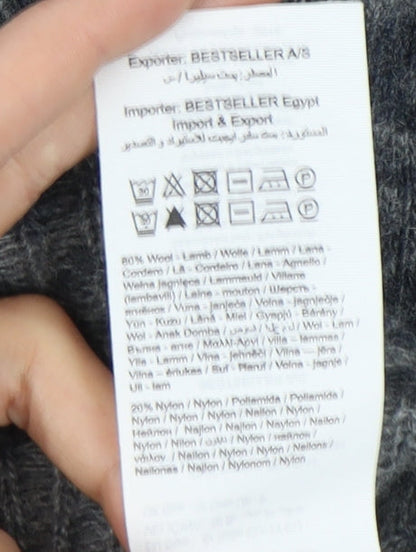 SELECTED HOMME Grey Wool Men's Pullover Jumper, Size S