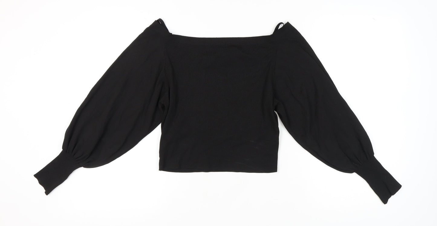 Womens UK Size 14 Topshop Black Basic Blouse