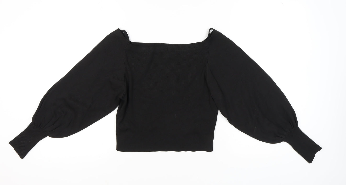 Womens UK Size 14 Topshop Black Basic Blouse