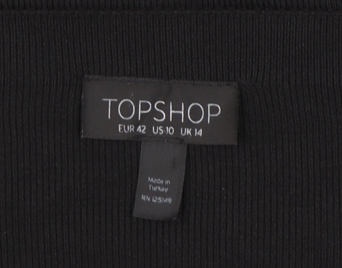 Womens UK Size 14 Topshop Black Basic Blouse