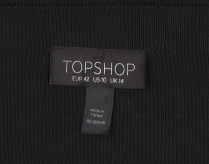 Womens UK Size 14 Topshop Black Basic Blouse