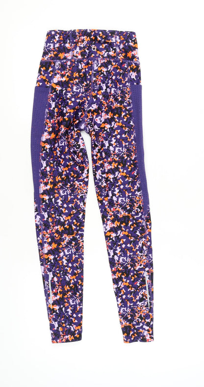 Marks and Spencer Women's Purple Floral Leggings, Size 8