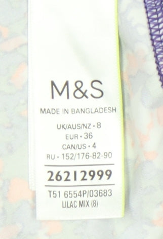 Marks and Spencer Women's Purple Floral Leggings, Size 8
