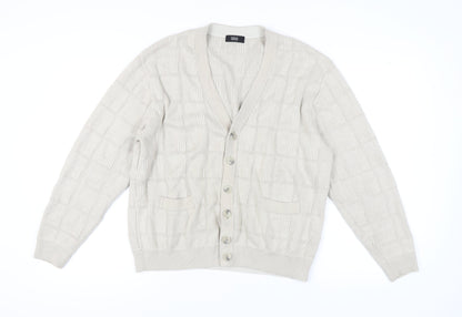 Marks and Spencer Men's Beige Cardigan, Large, Button V-Neck